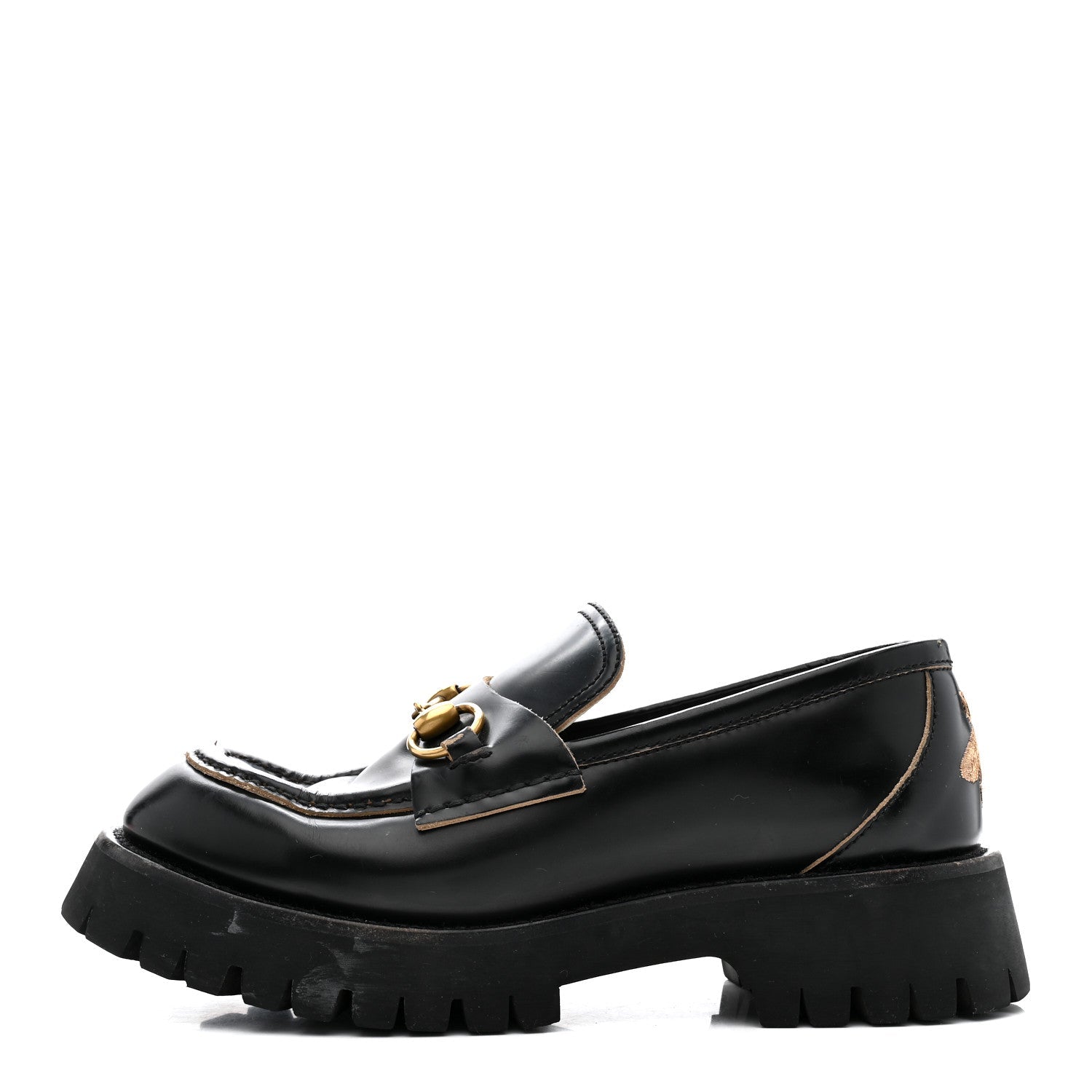 Gucci Cordovan Lux Womens Harald Horsebit 25mm Platform Loafers 38.5 Black