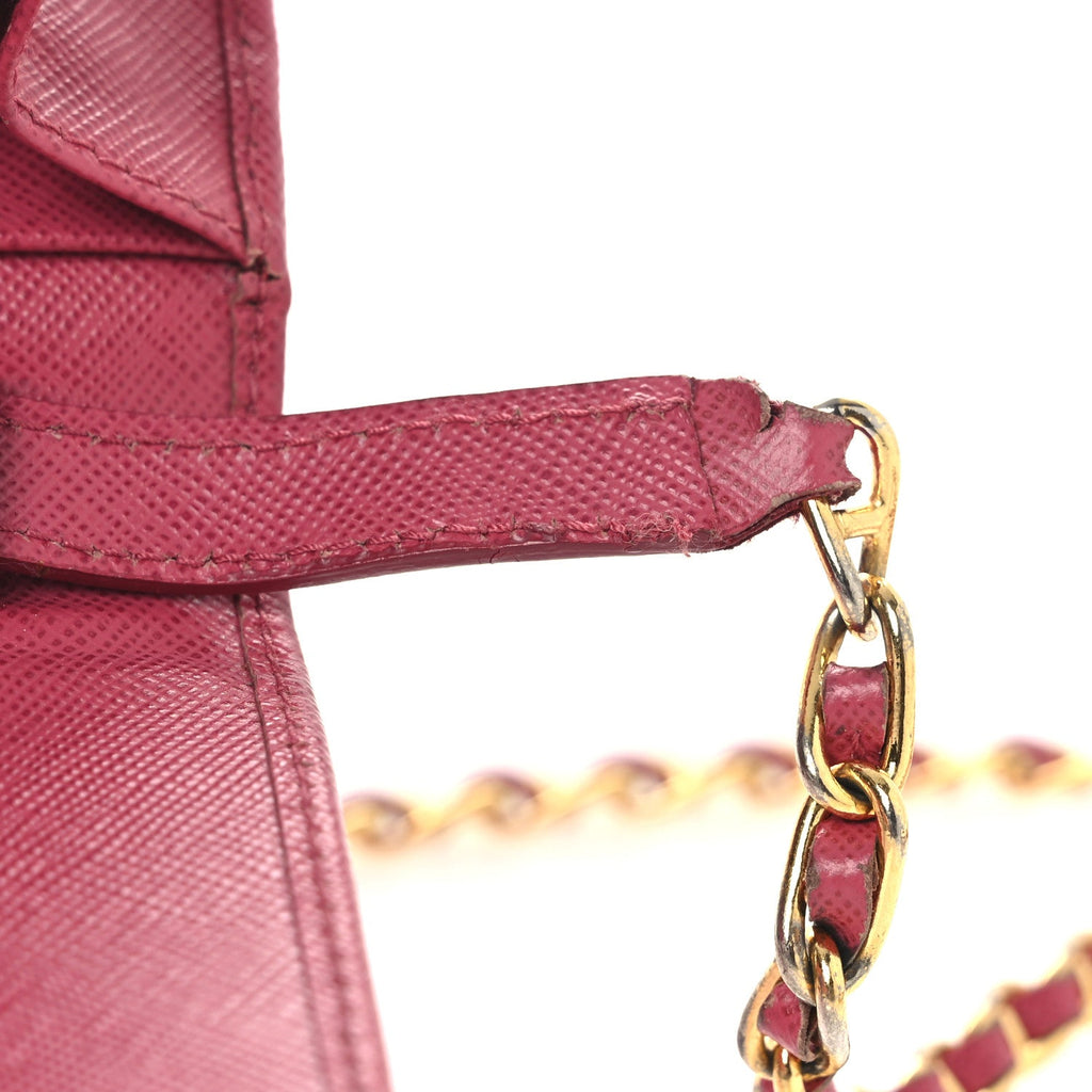 Prada Saffiano Metal Oro Chain Wallet Peonia