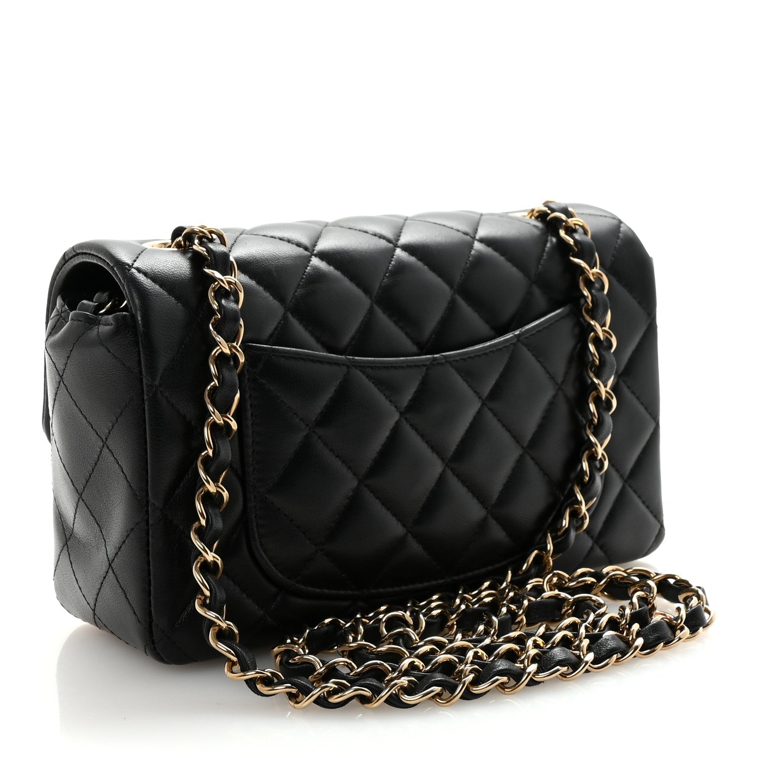 Chanel Lambskin Quilted Mini Rectangular Flap Black