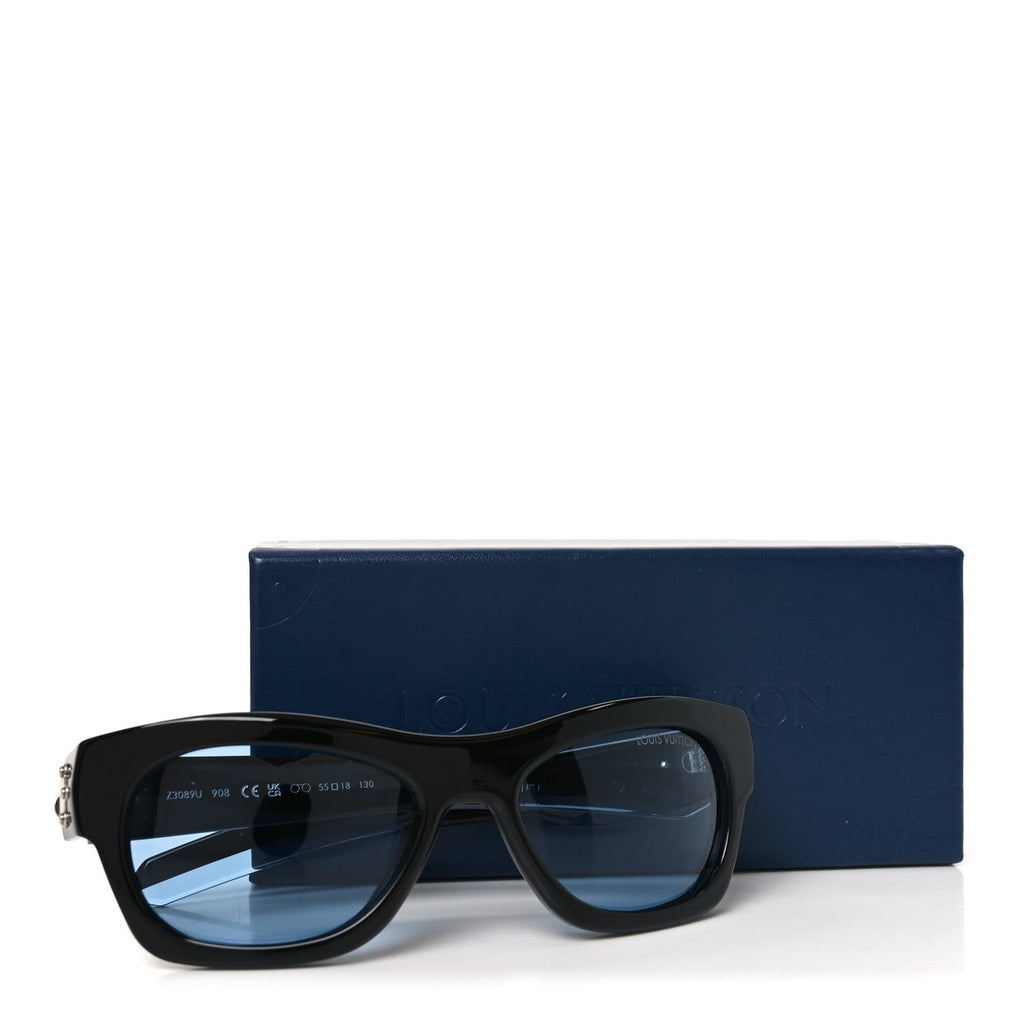Louis Vuitton Acetate Frog Round Square Sunglasses Z3089U Black Blue
