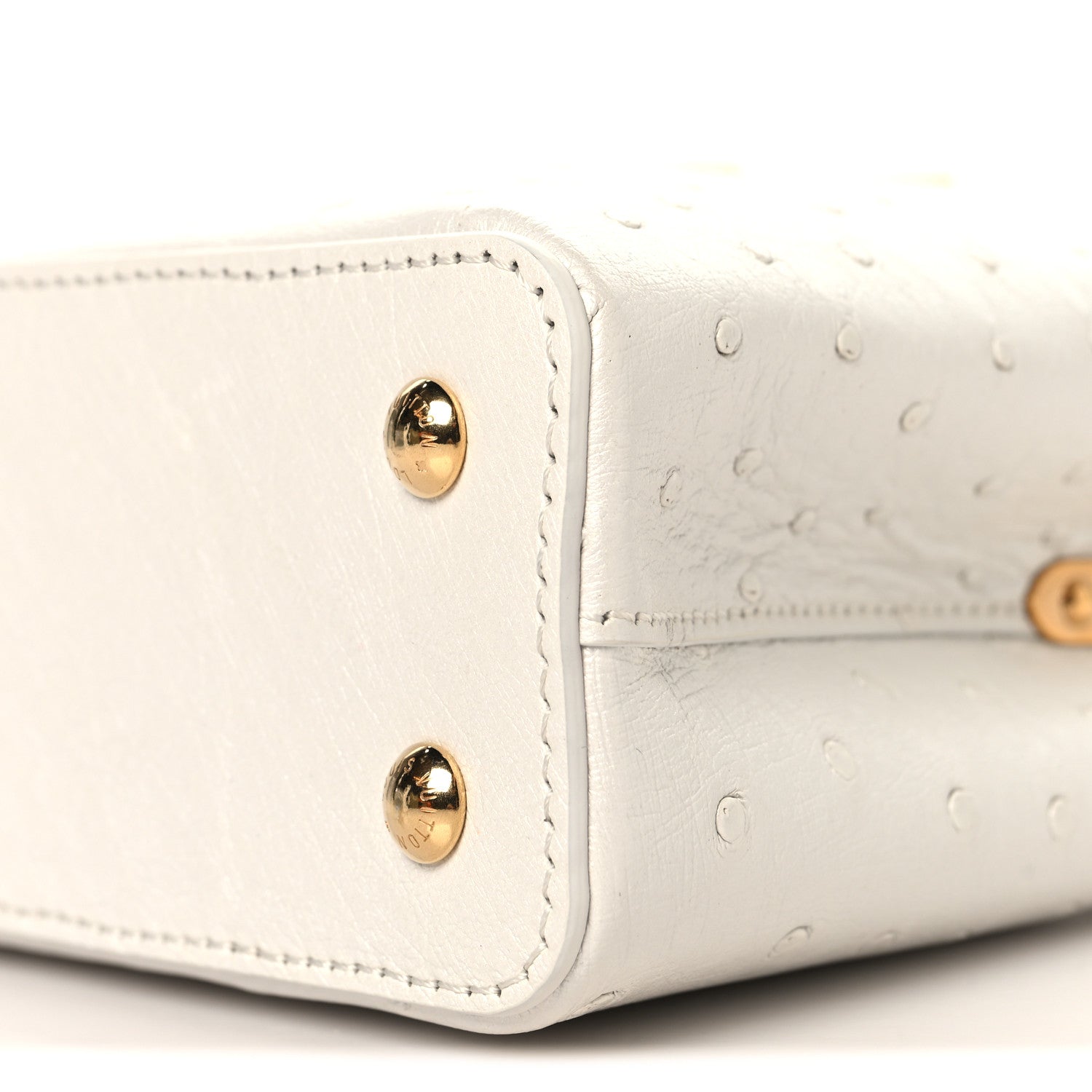 Louis Vuitton Iridescent Ostrich Capucines Mini White Gold