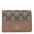 Gucci Dollar Calfskin GG Supreme Monogram GG Marmont Card Case Porcelain Rose Beige Ebony