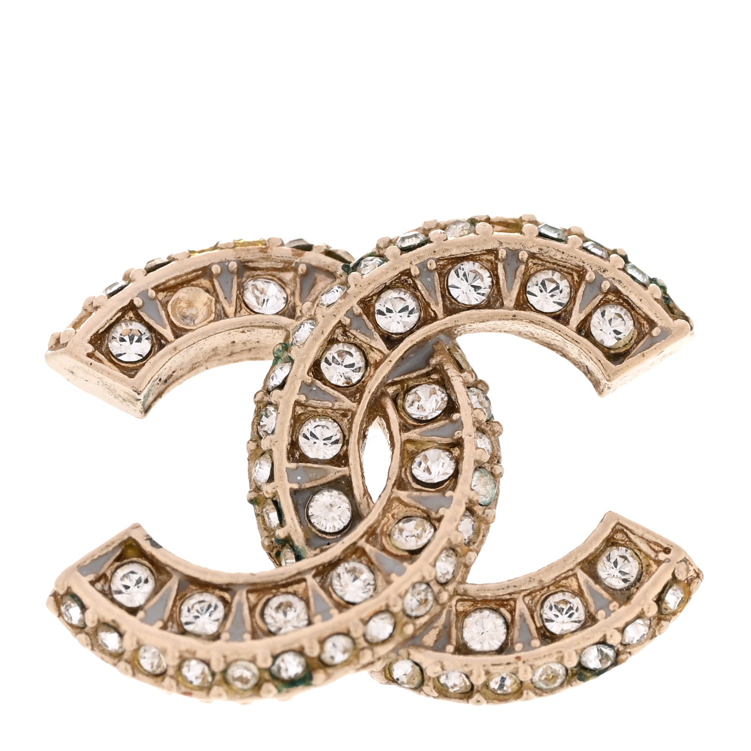 Crystal Timeless CC Earrings Light Gold