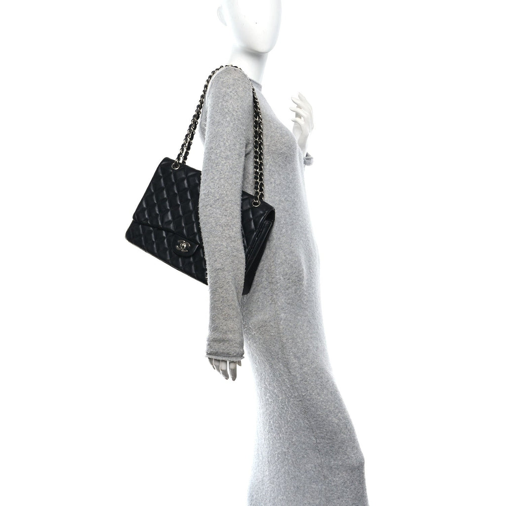 Chanel Lambskin Quilted Maxi Single Flap Black