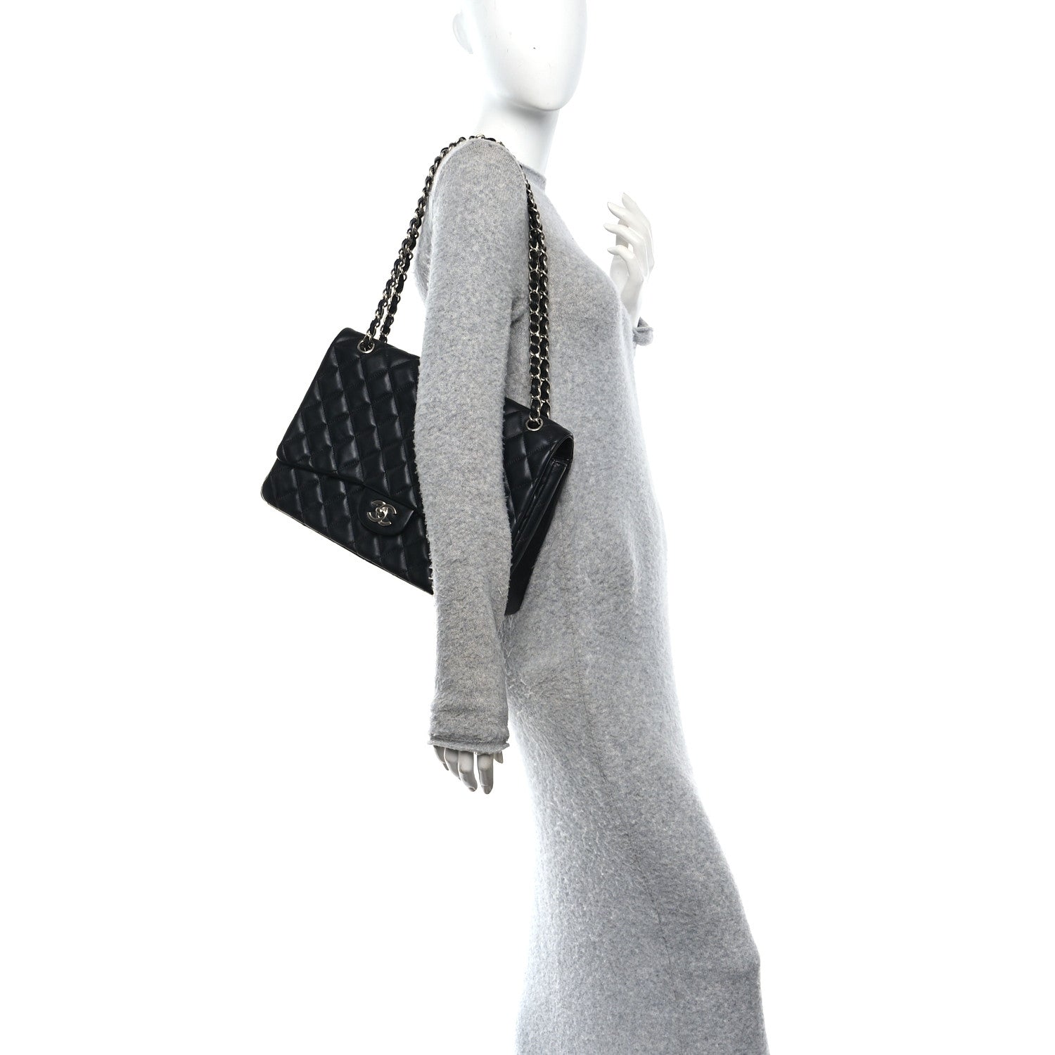 Chanel Lambskin Quilted Maxi Single Flap Black