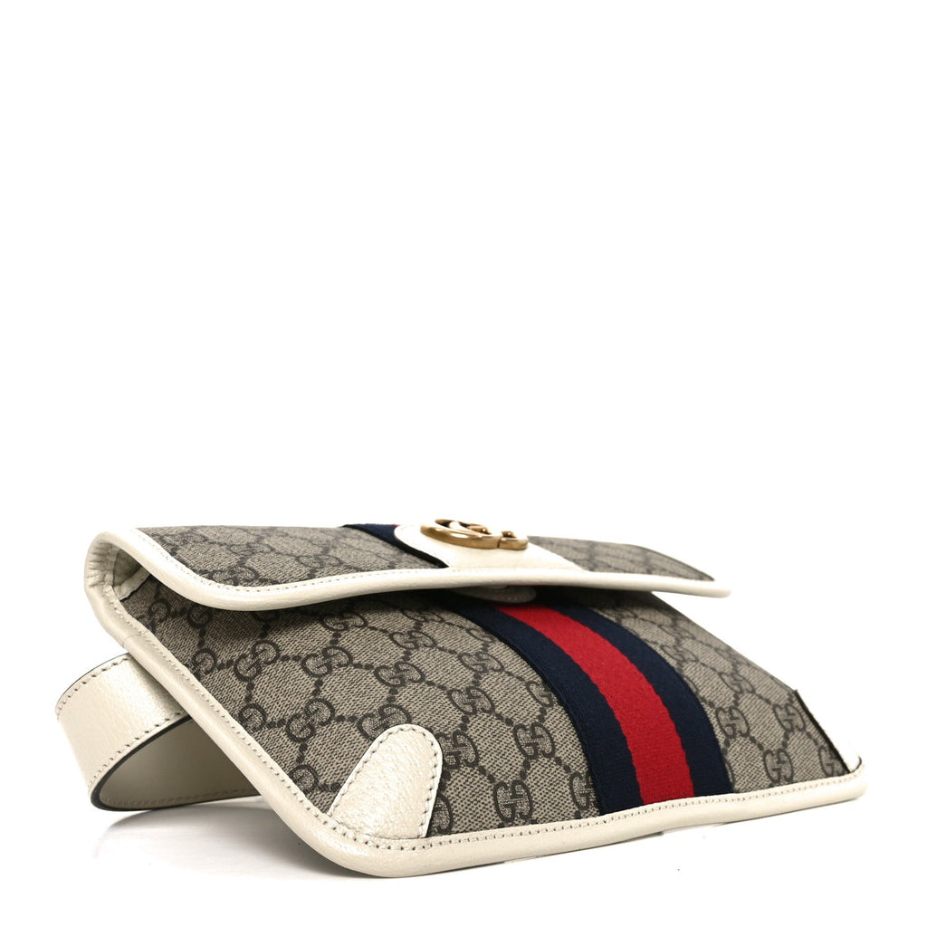 Gucci GG Supreme Monogram Web Small Ophidia Belt Bag 85 34 Beige Ebony White