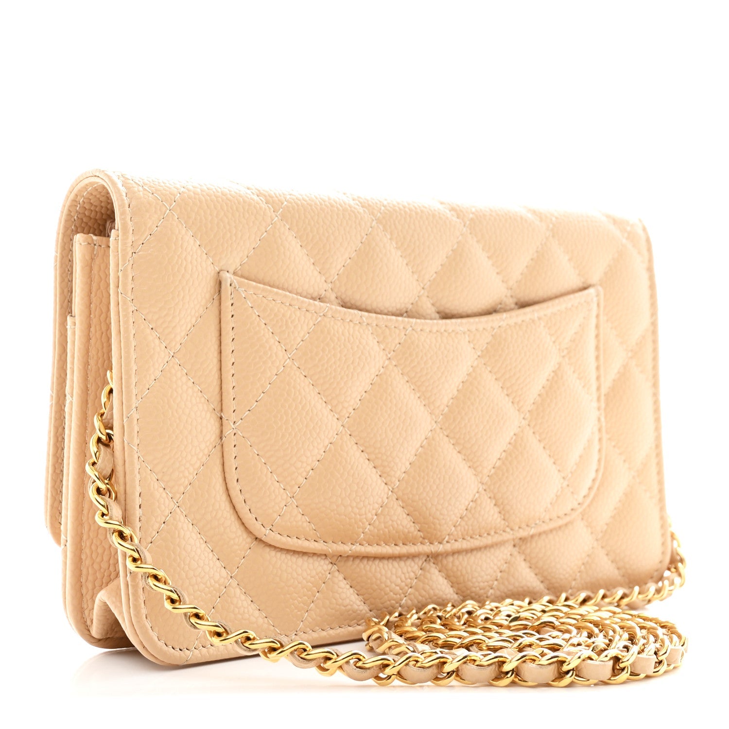 Chanel Caviar Quilted Wallet on Chain WOC Beige