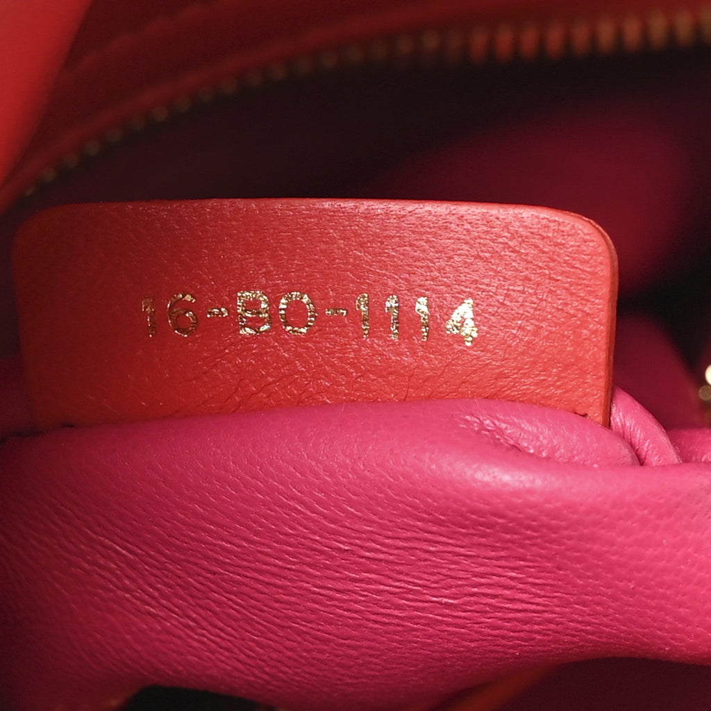 Christian Dior Lambskin Cannage Mini Bi-Color Lady Dior Red Fuchsia