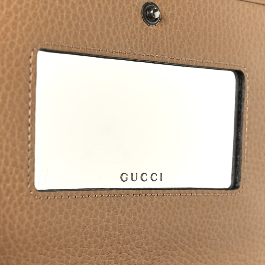 Gucci Dollar Calfskin Enamel Monochrome Mini GG Marmont Chain Wallet Camelia