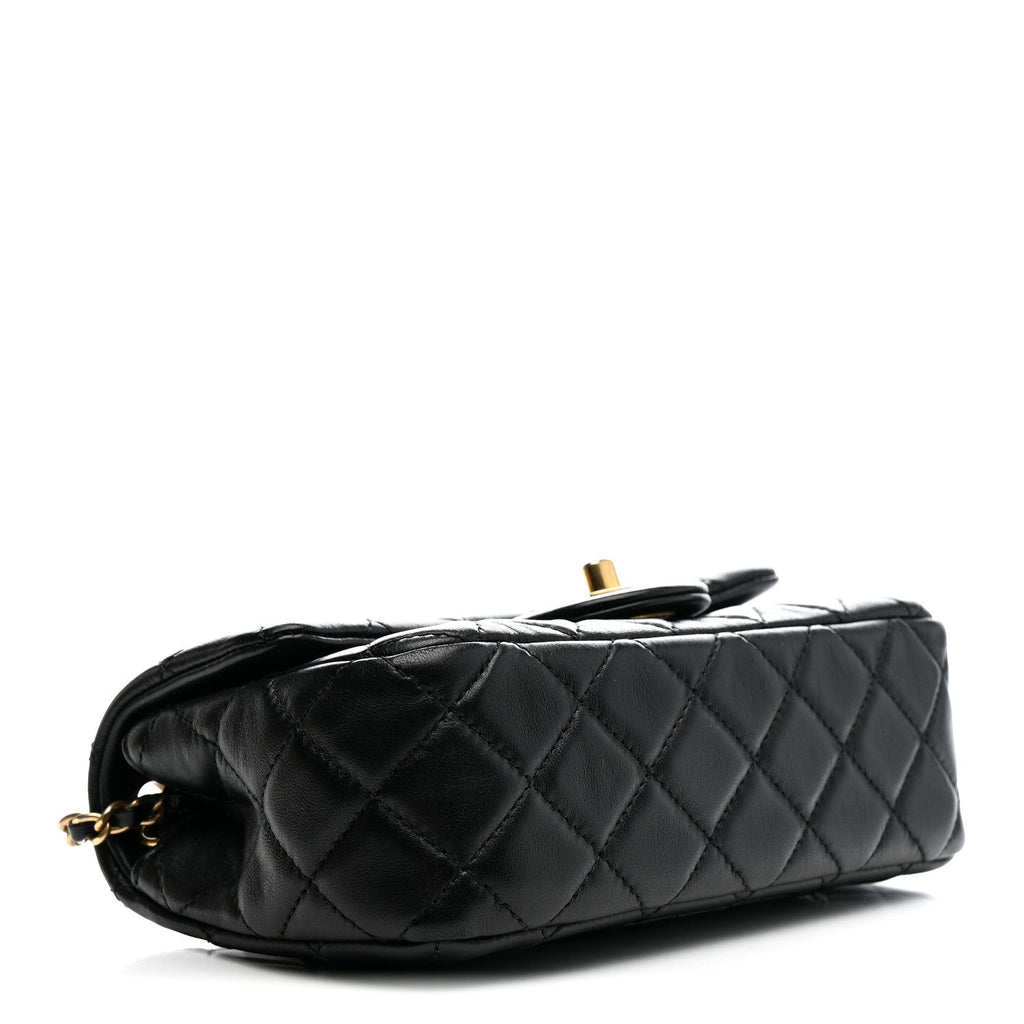 Chanel Lambskin Quilted Mini Rectangular Pearl Crush Flap Black