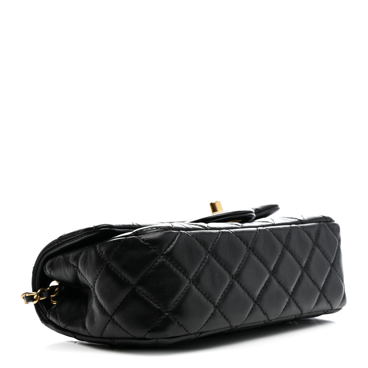 Chanel Lambskin Quilted Mini Rectangular Pearl Crush Flap Black