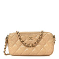 Chanel Metallic Caviar Quilted Small Clutch With Chain Gold