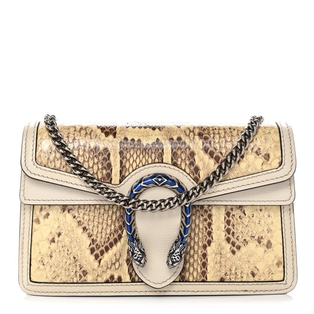 Gucci Snakeskin Azalea Calfskin Enamel Super Mini Dionysus Shoulder Bag New Rock White Electric Blue