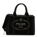 Prada Canapa Small Logo Tote Black Talco