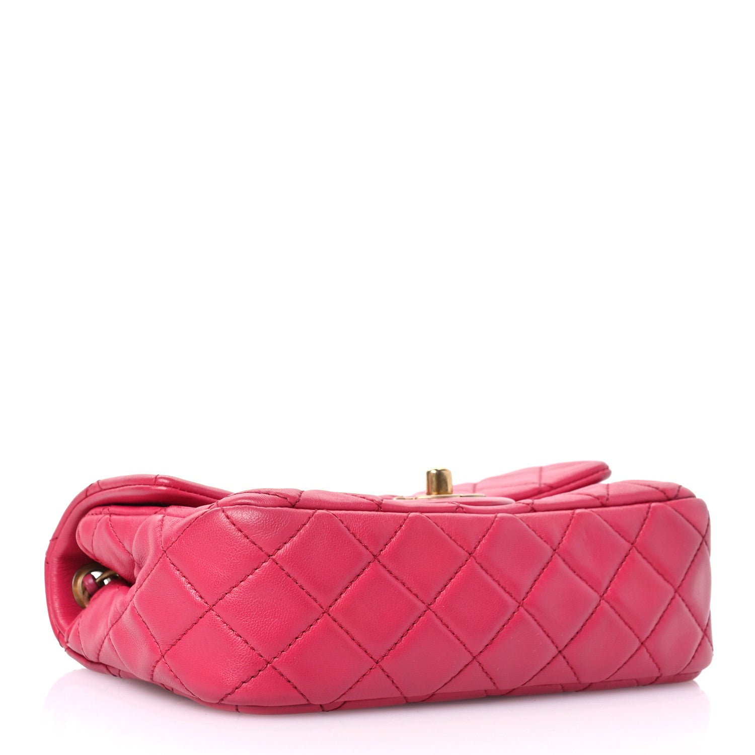 Chanel Lambskin Quilted Mini Rectangular Pearl Crush Flap Fuchsia