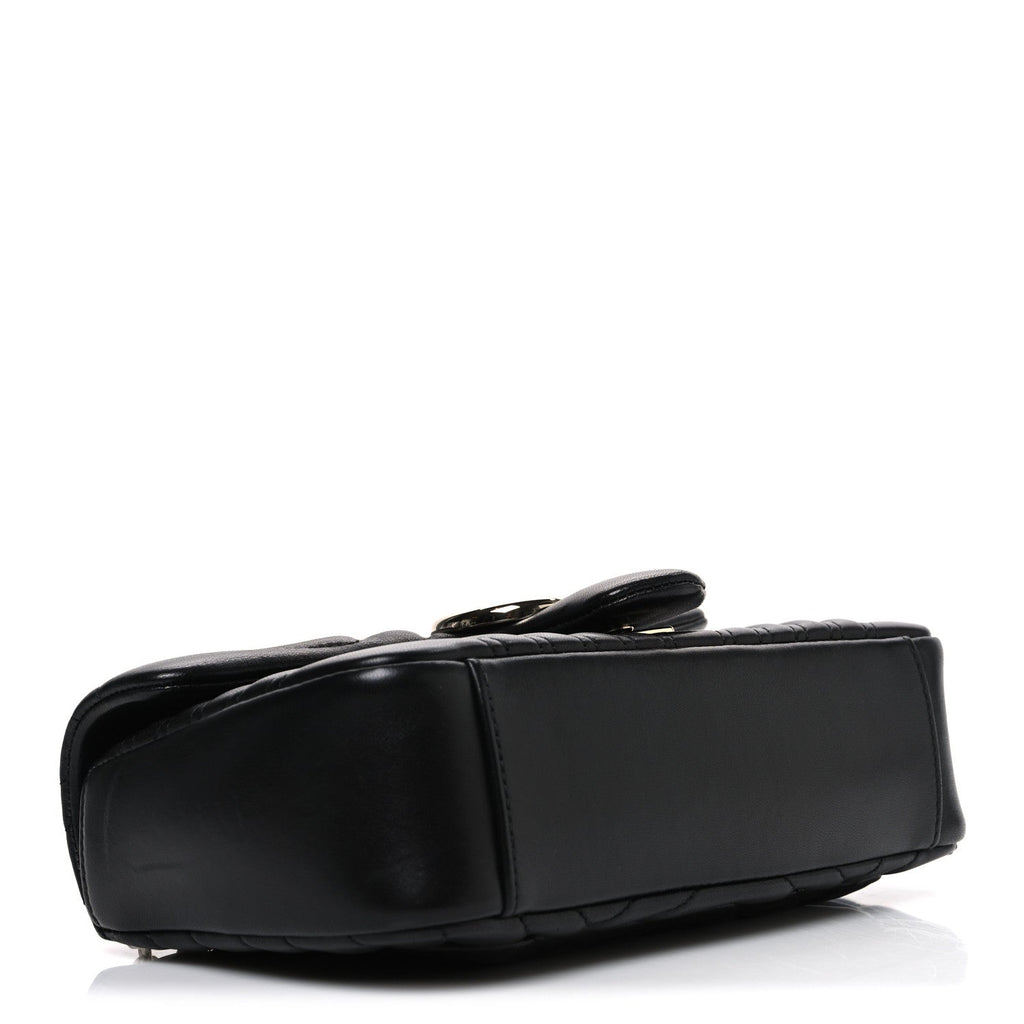 Gucci Lambskin Matelasse Medium GG Marmont Shoulder Bag Black