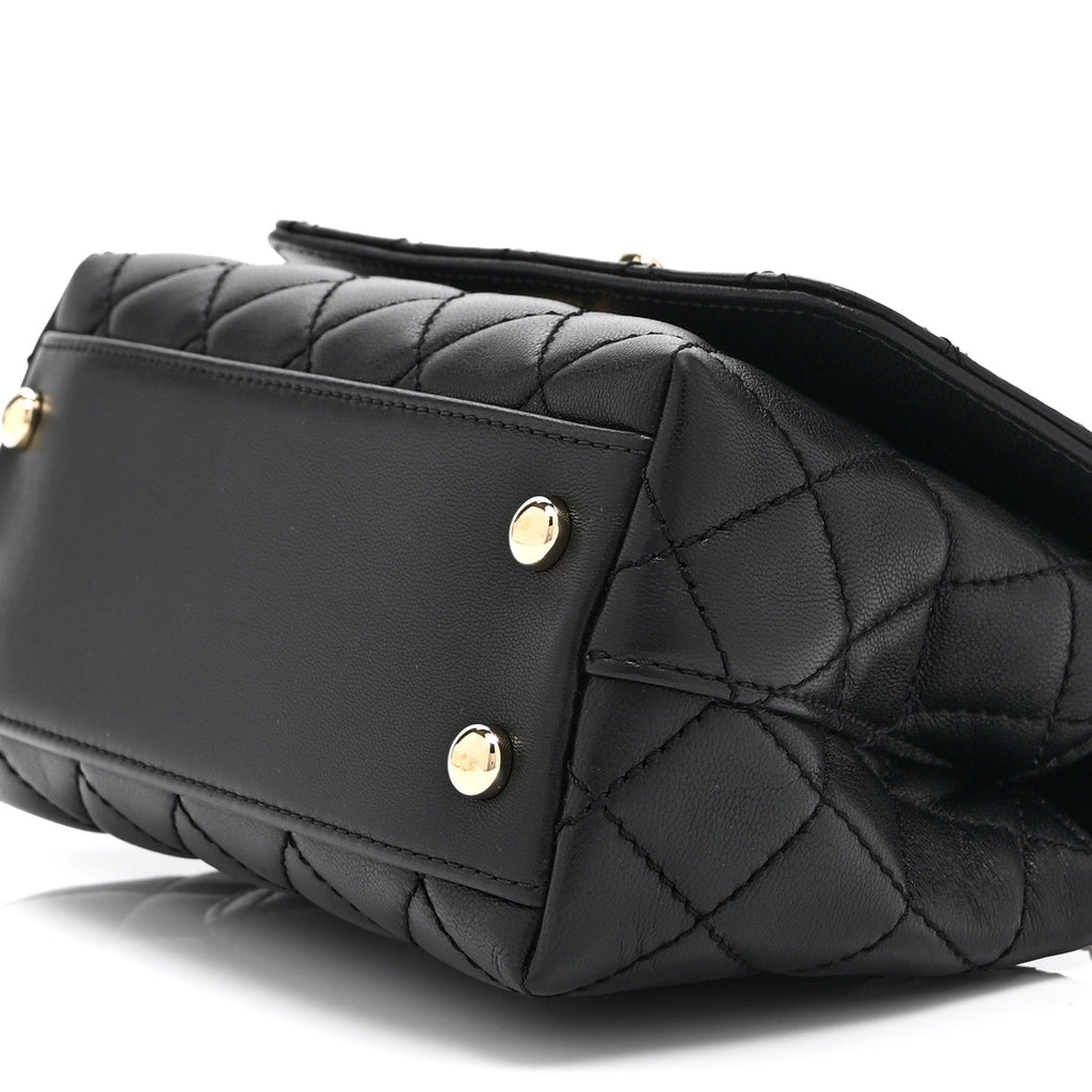 Chanel Goatskin Quilted Rainbow Extra Mini Coco Handle Flap Black