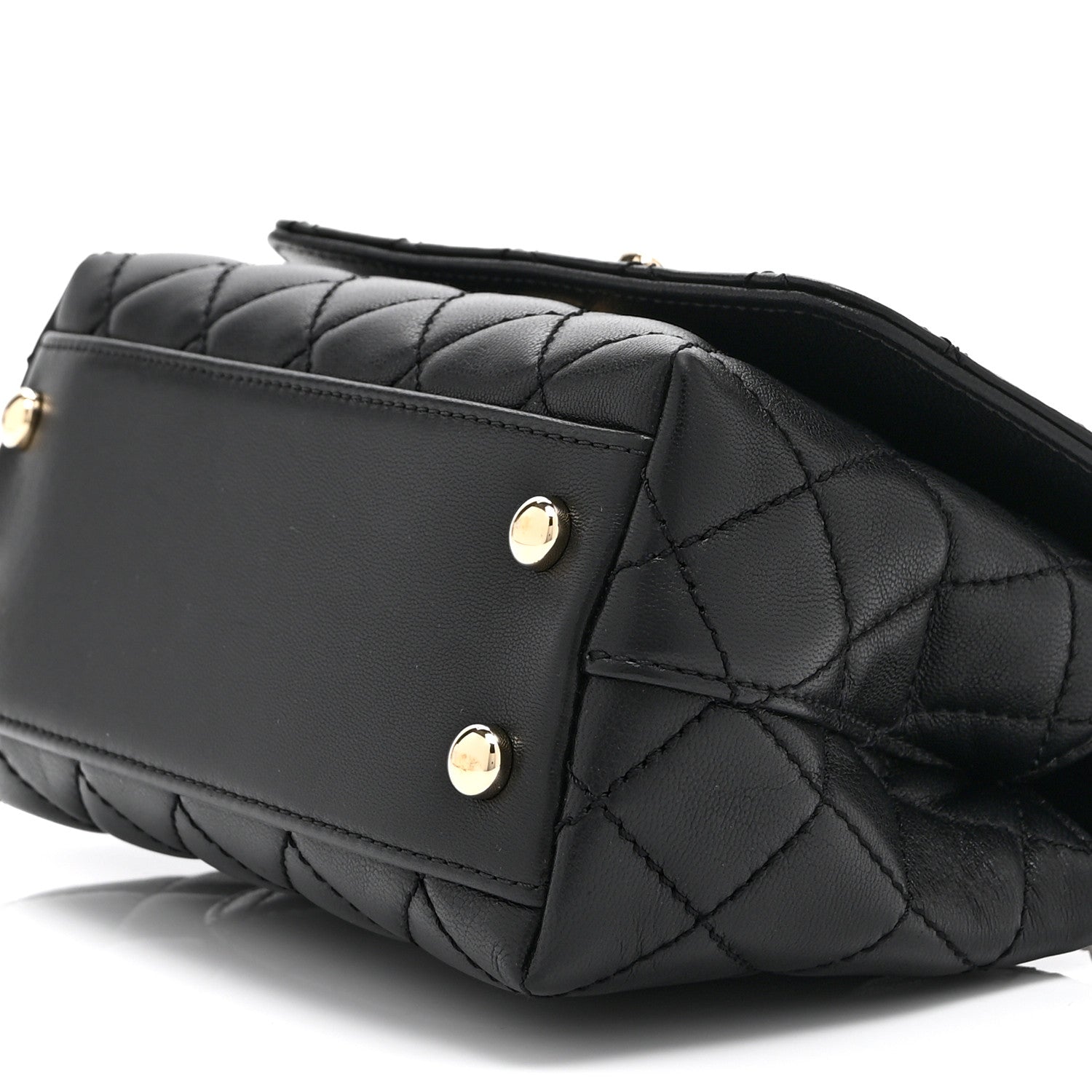 Chanel Goatskin Quilted Rainbow Extra Mini Coco Handle Flap Black