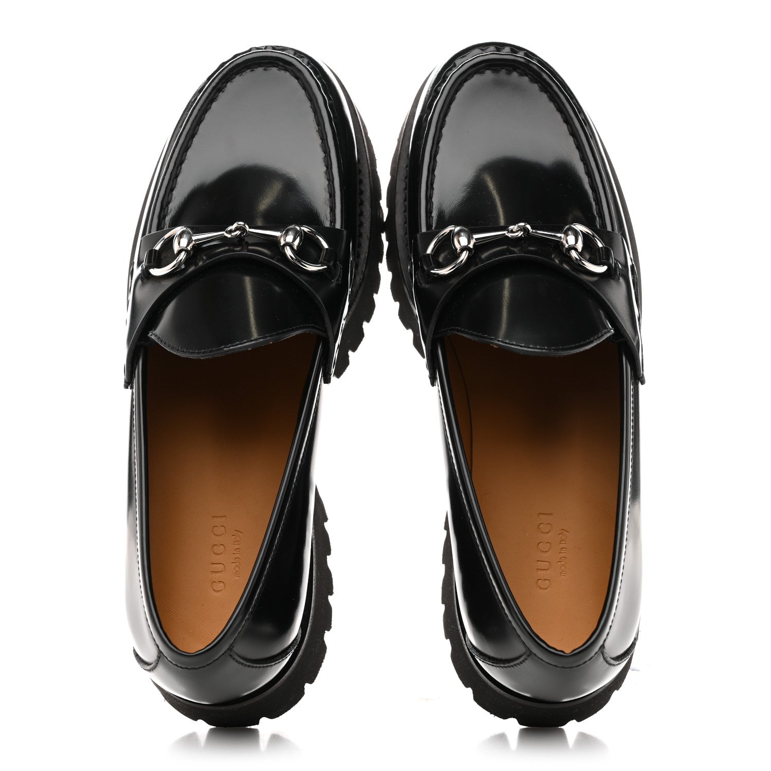 Gucci Cordovan Lux Womens Horsebit 45mm Platform Loafers 39.5 Black