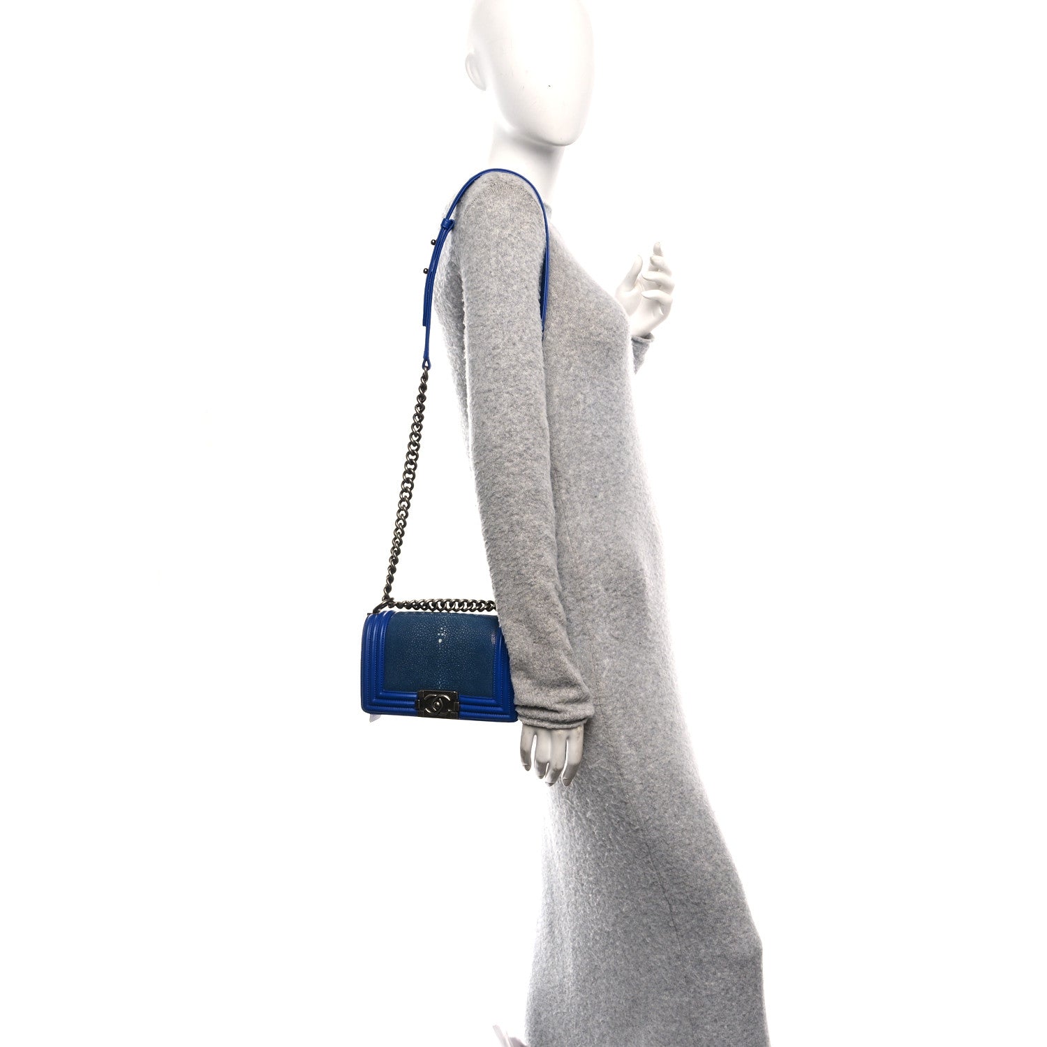 Chanel Galuchat Stingray Small Boy Flap Blue