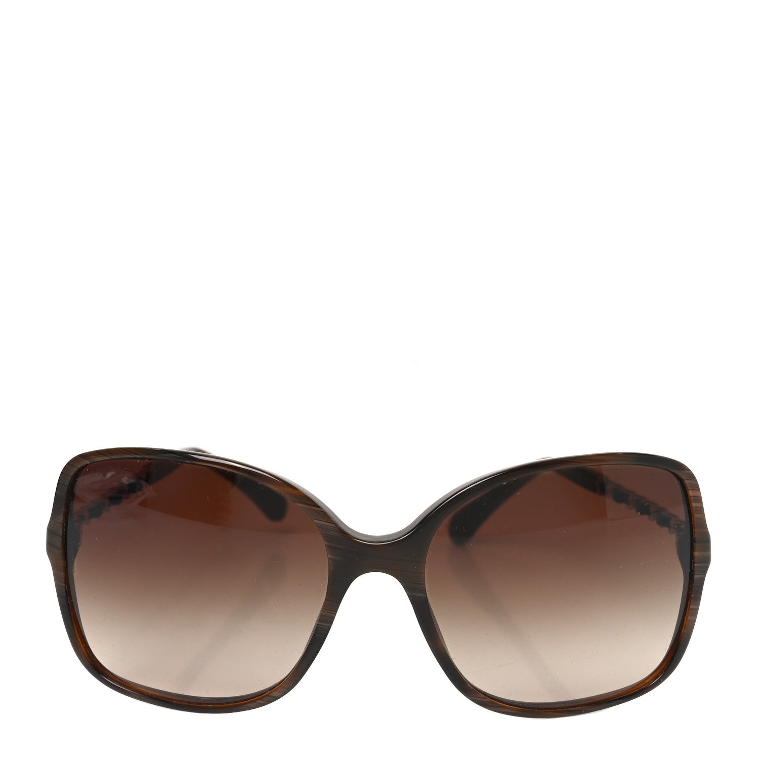 Acetate Metal Lambskin Chain Square Sunglasses 5210-Q Brown