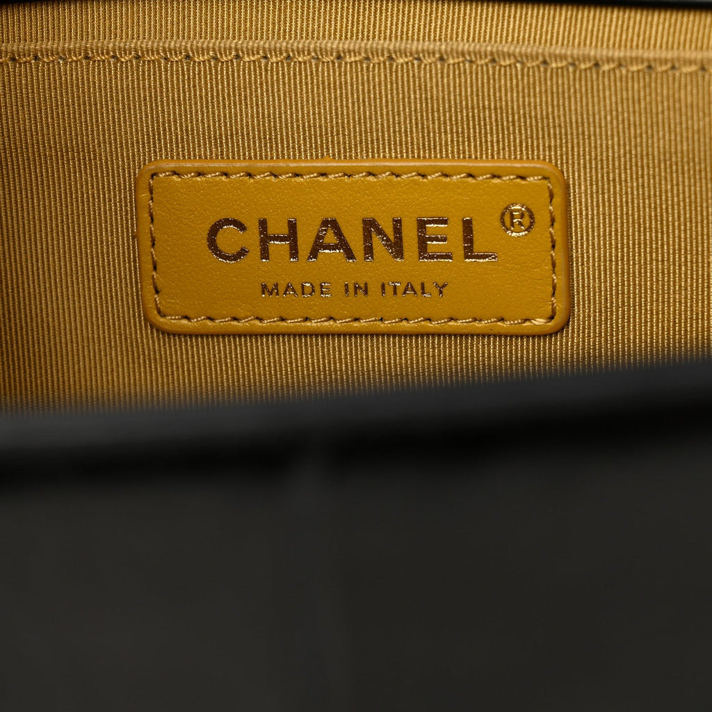 Chanel Calfskin Crocodile Embossed Graffiti Cocodile Medium Boy Flap Black