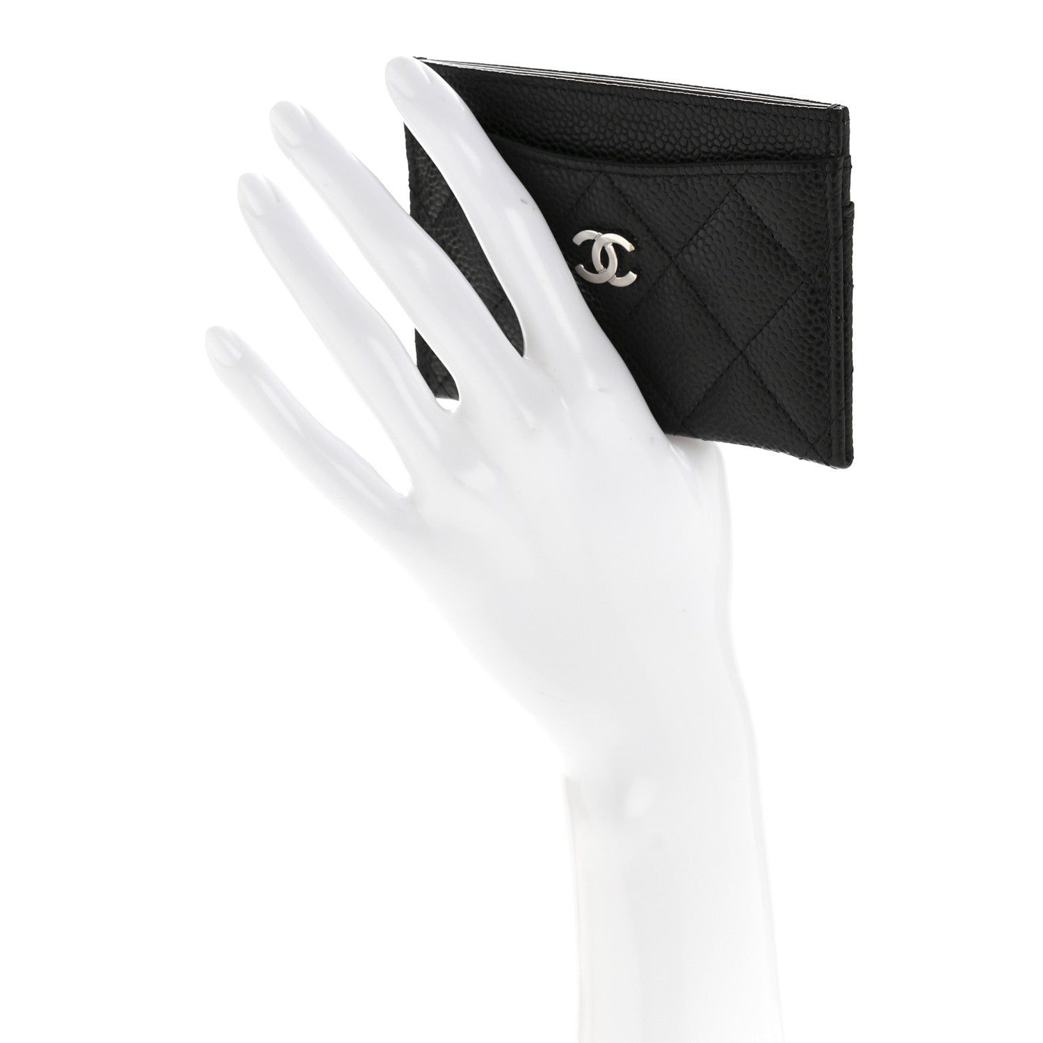 Caviar Quilted Card Holder Black