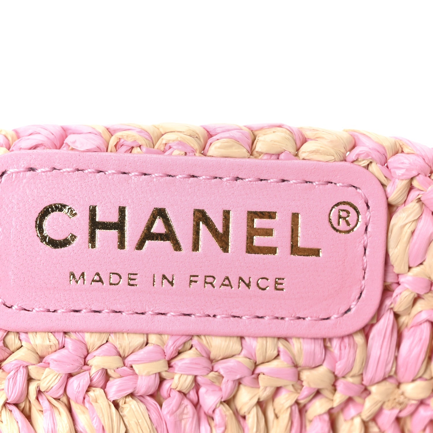Chanel Raffia Effect Braided Small Shopping Bag Beige Pink
