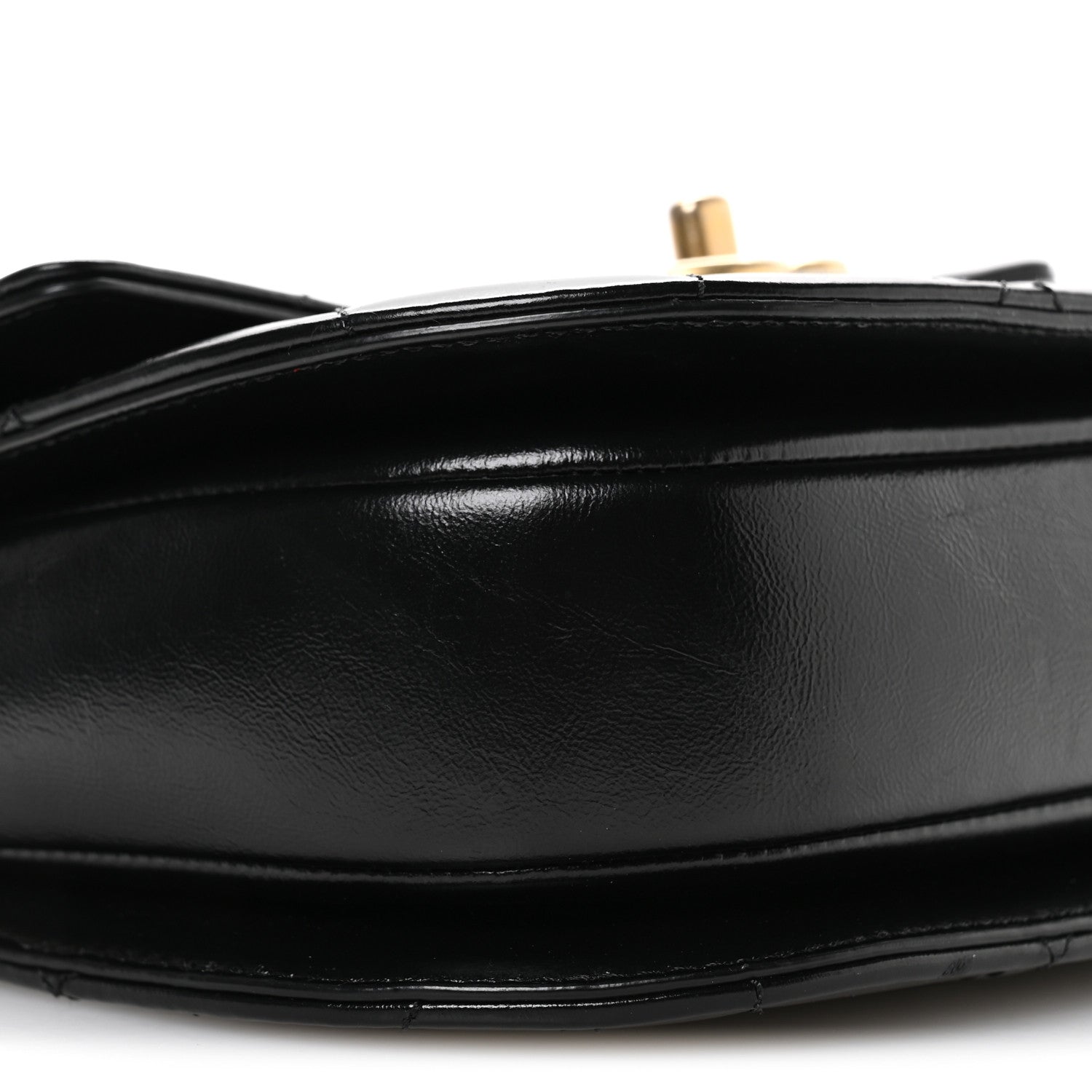 Chanel Shiny Calfskin Quilted Buckle Moon Messenger Black