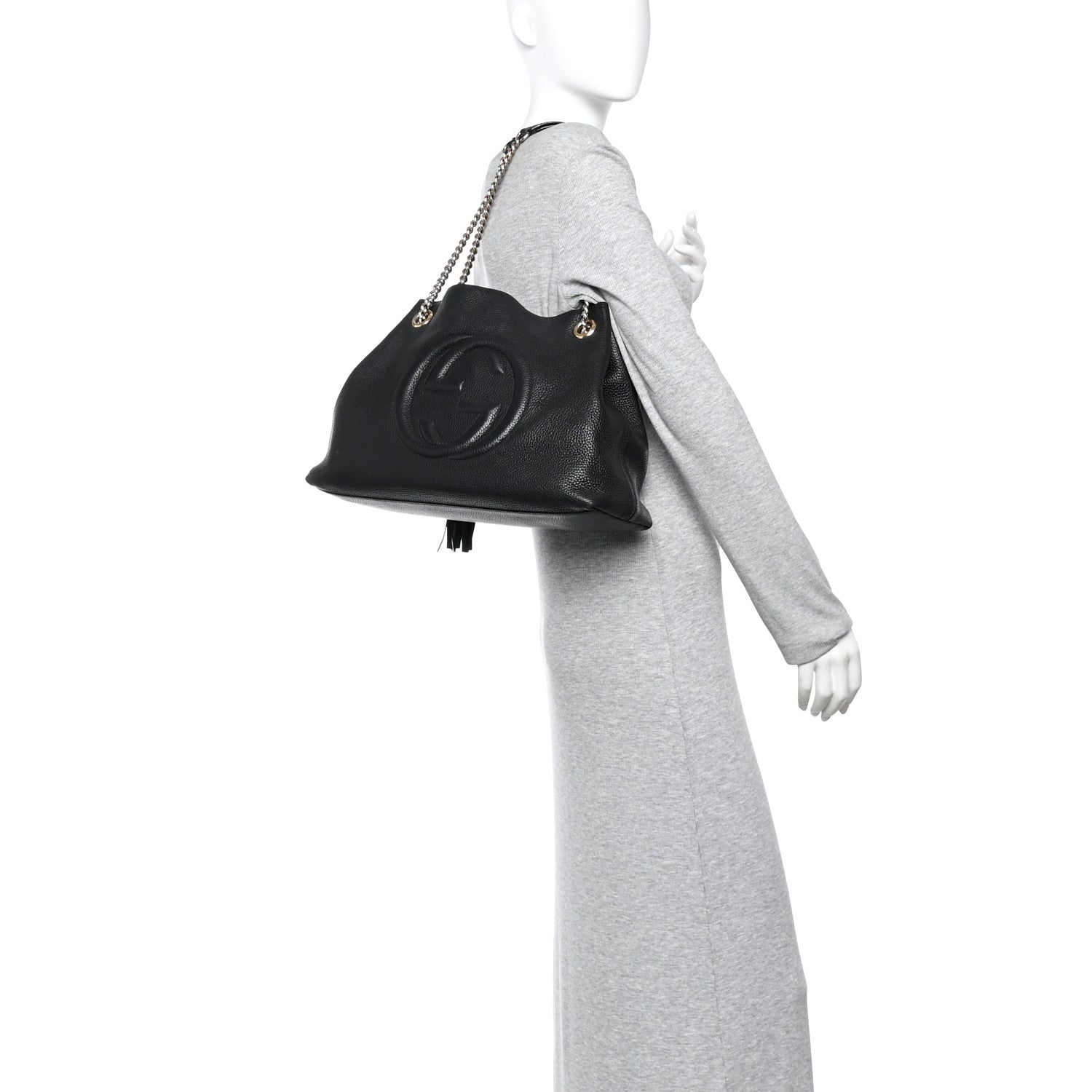 Gucci Pebbled Calfskin Medium Soho Chain Shoulder Bag Black