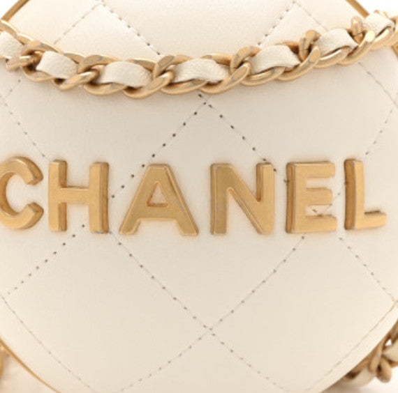 Chanel Lambskin Quilted Sphere Minaudiere Chain Clutch White