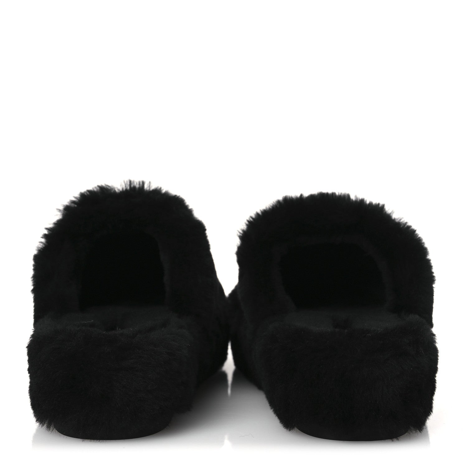Chanel Shearling CC Flat Mules 40 Black