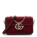 Gucci Crepe Wool Silk GG Monogram Go Small Shoulder Bag Rosso Ancora