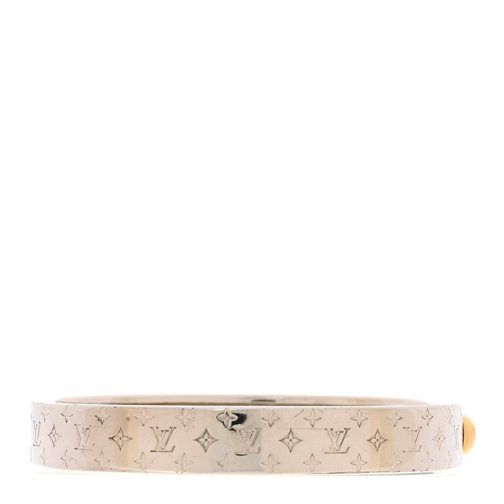 Louis Vuitton Brass Palladium Plated Nanogram Cuff S Silver