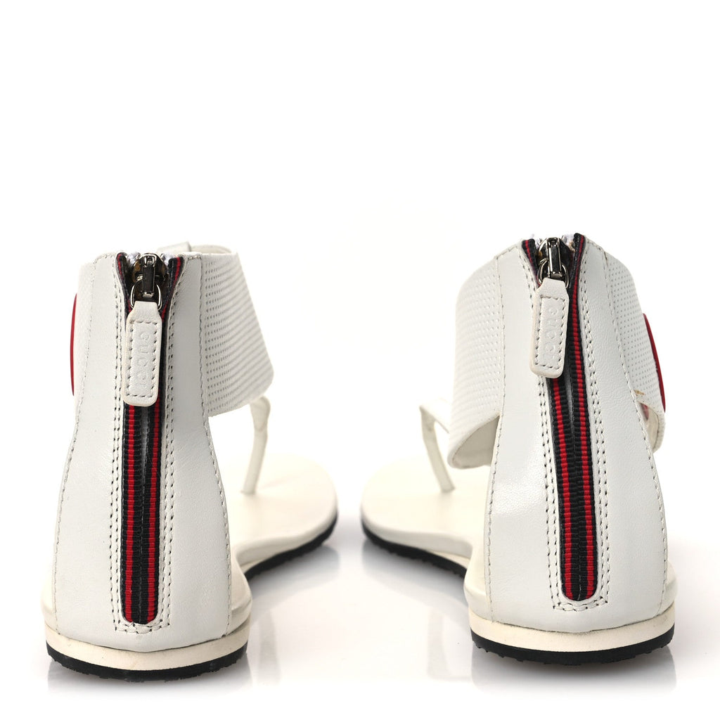 Gucci Calfskin GG Zip Thong Sandals 40.5 White