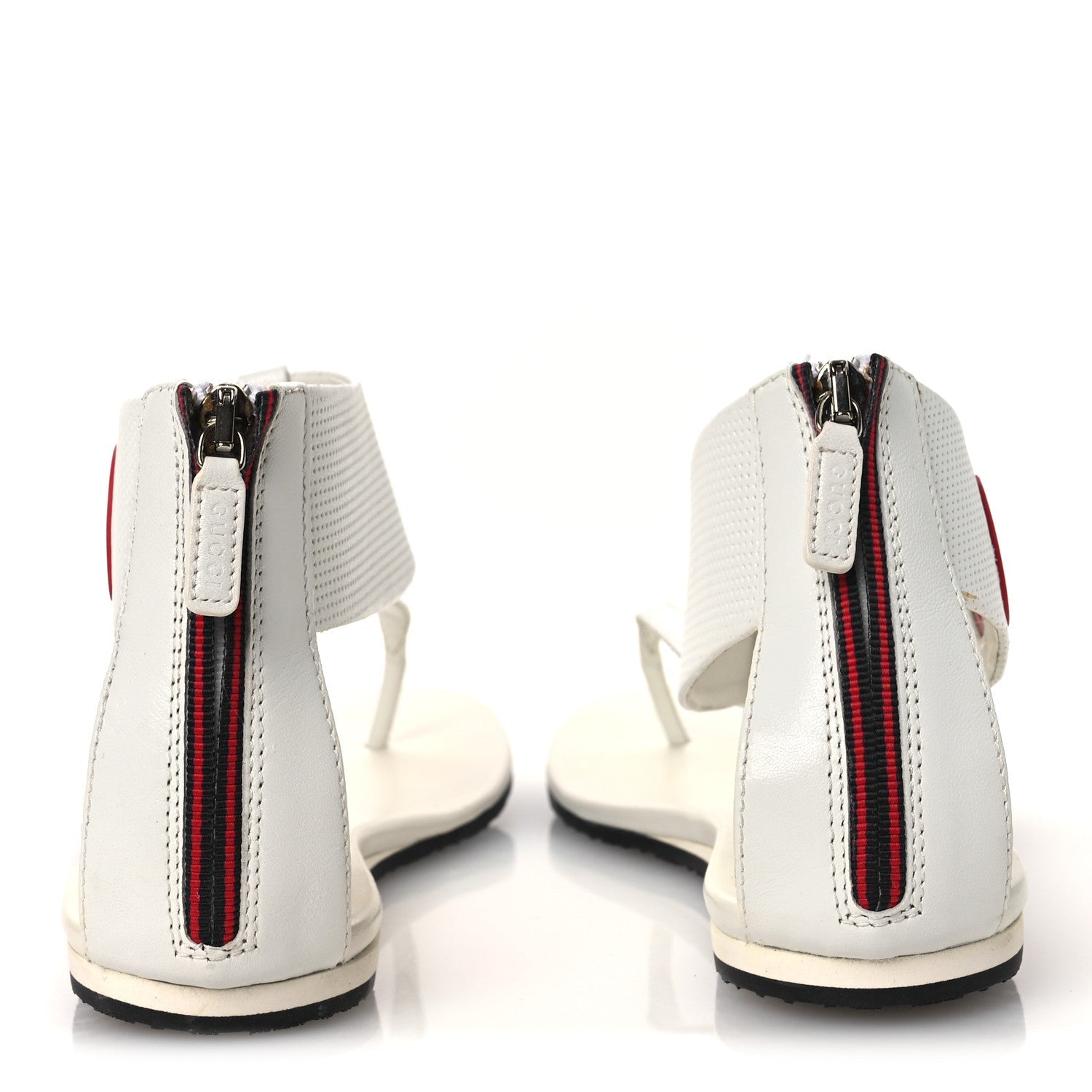 Gucci Calfskin GG Zip Thong Sandals 40.5 White