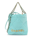 Chanel Shiny Calfskin Quilted Mini Chanel 22 Turquoise