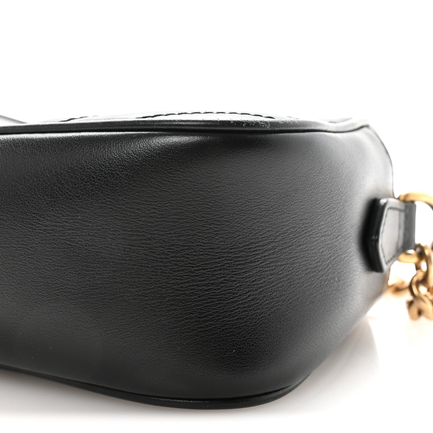 Gucci Calfskin Matelasse Small GG Marmont Chain Shoulder Bag Black