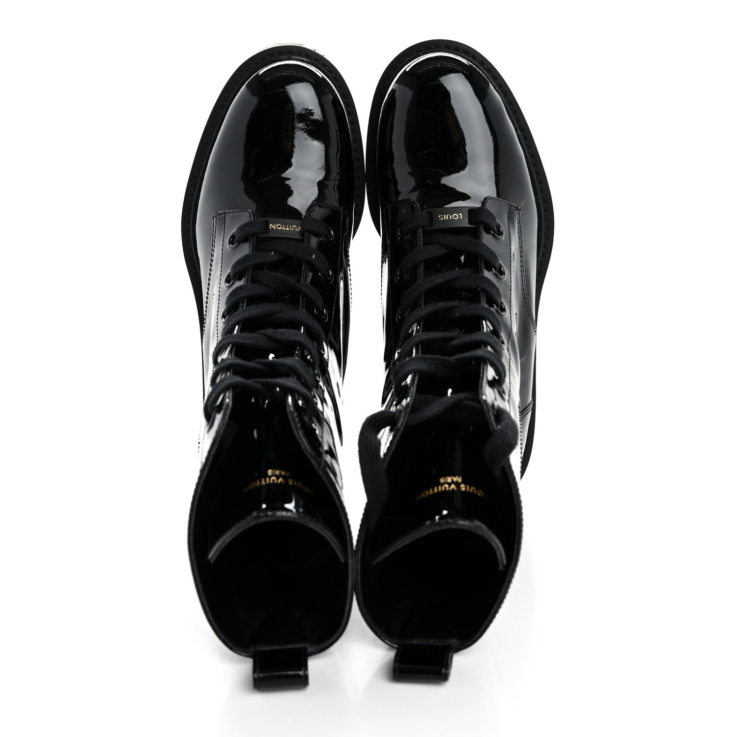 Louis Vuitton Patent Territory Flat Ranger Boots 38 Black
