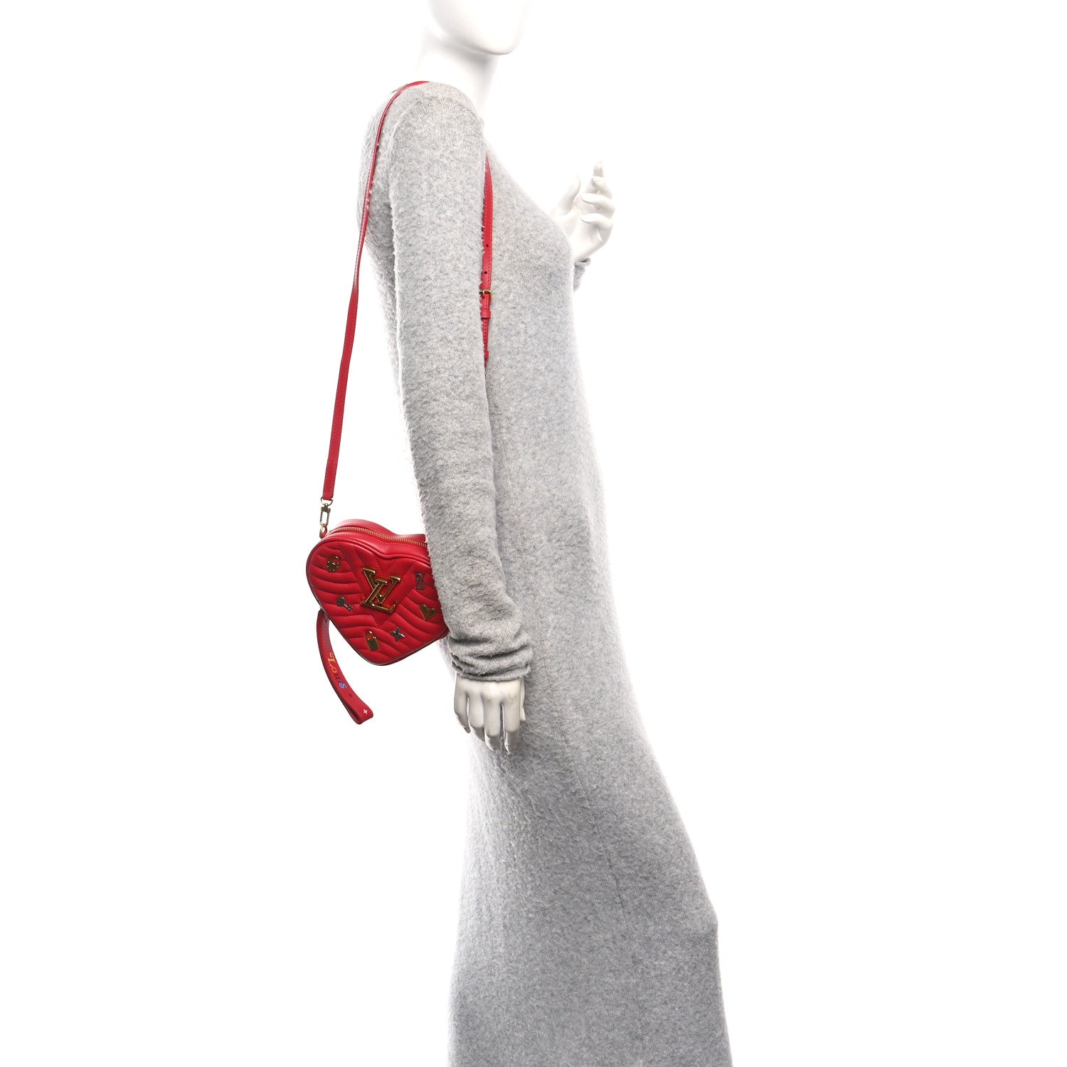 Louis Vuitton Calfskin Embellished New Wave Love Lock Heart Bag Ecarlate