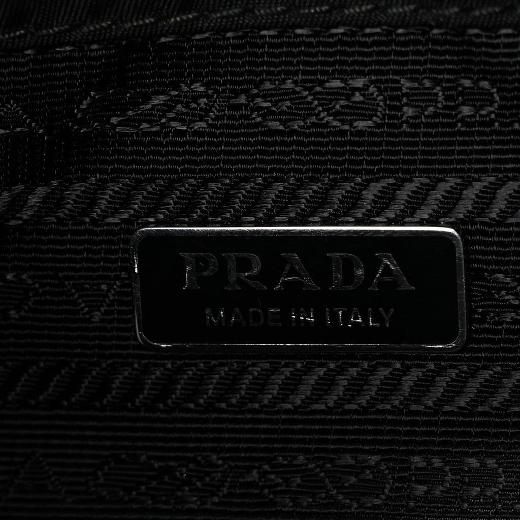 Prada Tessuto Saffiano Ricamo Sequin Crystal Embellished Mini Re-Edition 1978 Bucket Bag Black