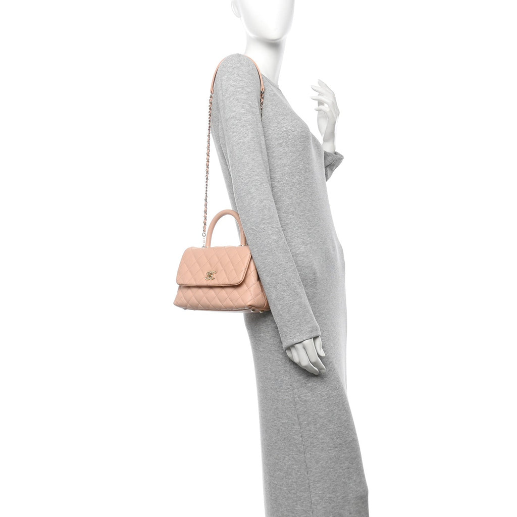 Chanel Caviar Quilted Mini Coco Handle Flap Light Pink