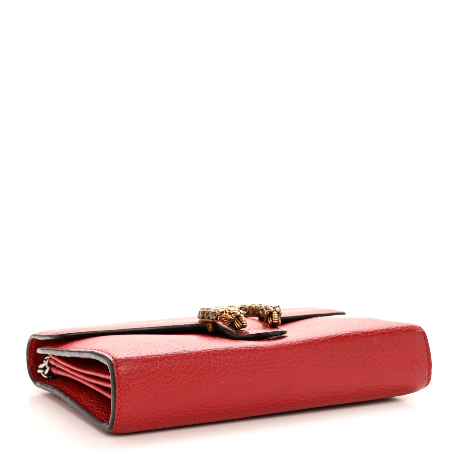 Gucci Calfskin Mini Dionysus Chain Wallet Hibiscus Red