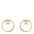 Metal Crystal CC Hoop Earrings Gold