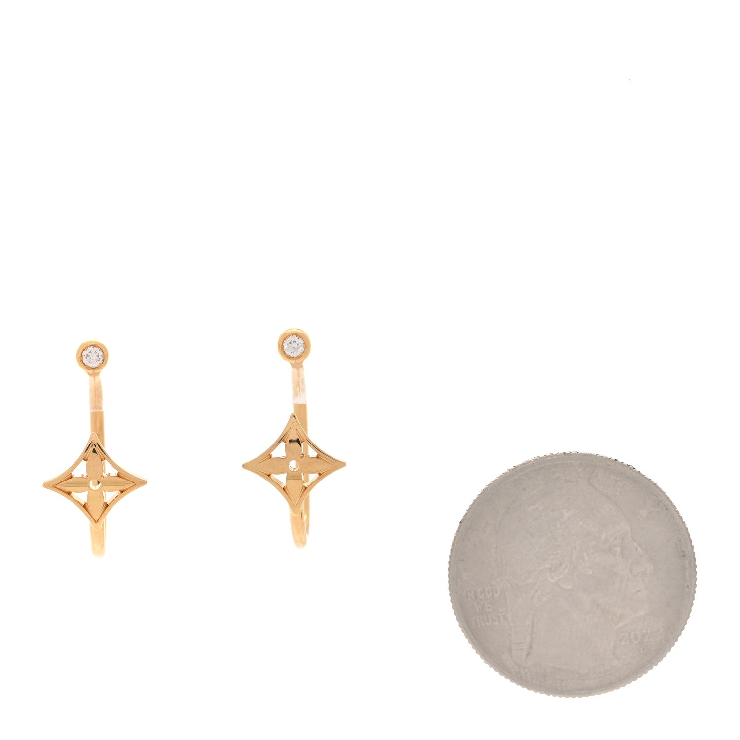 Louis Vuitton 18K Yellow Gold Diamond Small Idylle Blossom Hoop Earrings