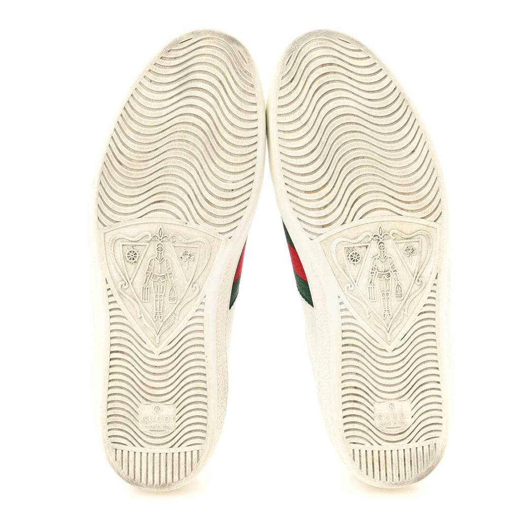 Gucci Calfskin Crocodile Web Mens Ace Sneakers 9 White Green