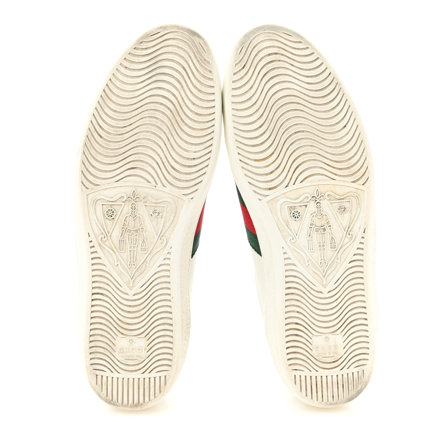 Gucci Calfskin Crocodile Web Mens Ace Sneakers 9 White Green