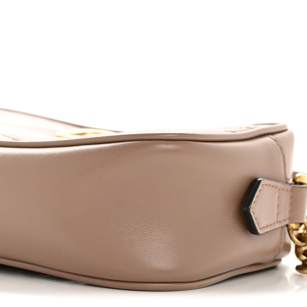Gucci Calfskin Matelasse Mini GG Marmont Chain Shoulder Bag Porcelain Rose