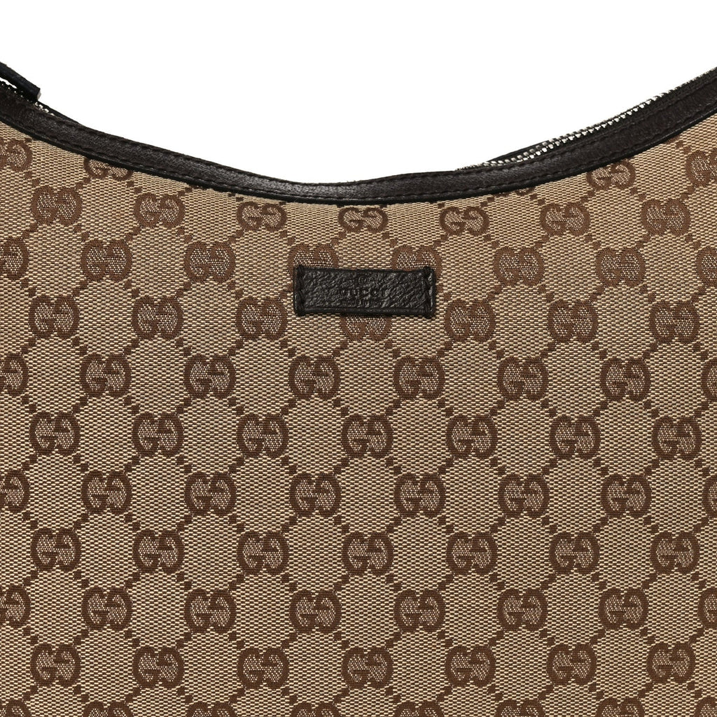 Gucci Monogram Medium Half Moon Hobo Dark Brown