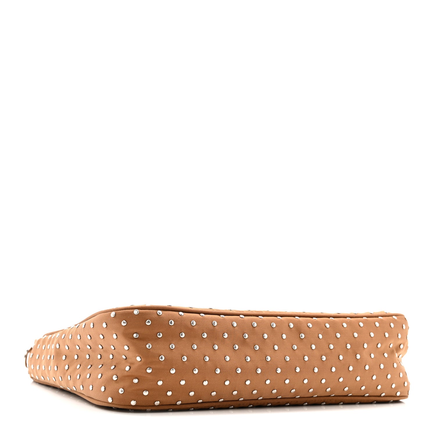 Prada Tessuto Nylon Studded Mini Re-Edition Bag Brandy